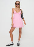 front view of model wearing Princess Polly Koko Mini Dress Pink Plunger 